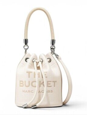 Marc Jacobs The Bucket  Drawstring Leather Bag in Cream